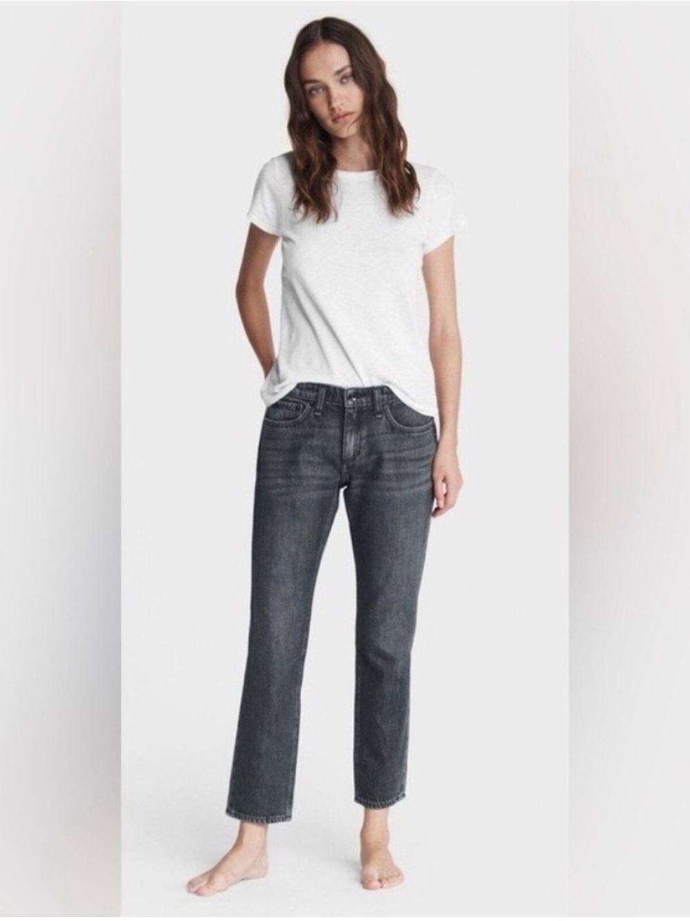 Rag & Bone Women's Boyfriend Jeans in Washed Black